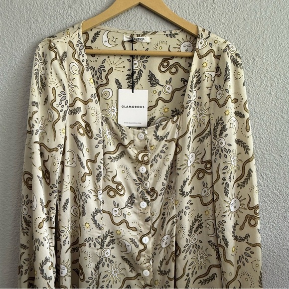 Sun, Snake, Moon & Stars Midi Dress Size 8 NWT - Picture 3 of 7